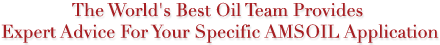 The worlds best oil team
provides expert advie for your specific AMSOIL application